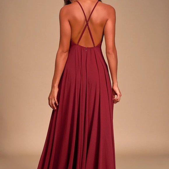 lulus red wine halter dress - Picture 2 of 4